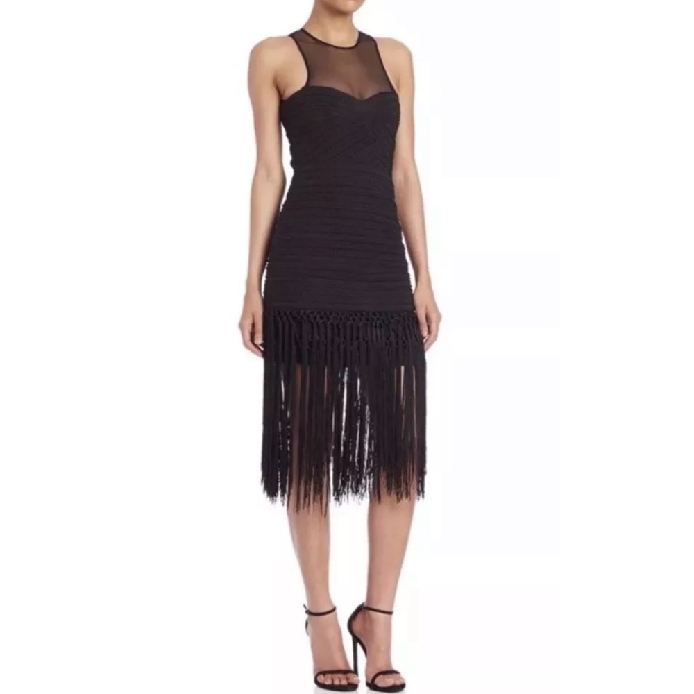 Parker Gabe Fringed Bandage Dress Sz M